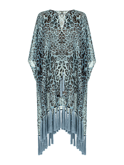 Blue Leopard Fringe Tunic, 1 Blue Leopard Fringe Tunic, 1
