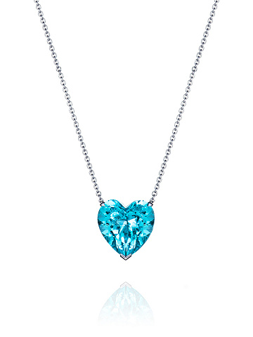 White Gold & Topaz Heart-Shaped Necklace , 1