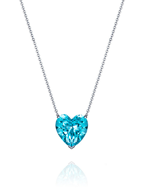 White Gold & Topaz Heart-Shaped Necklace , 1