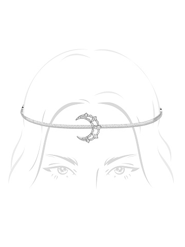 Silver & Cubic Zirkonia Moon Tiara, 1