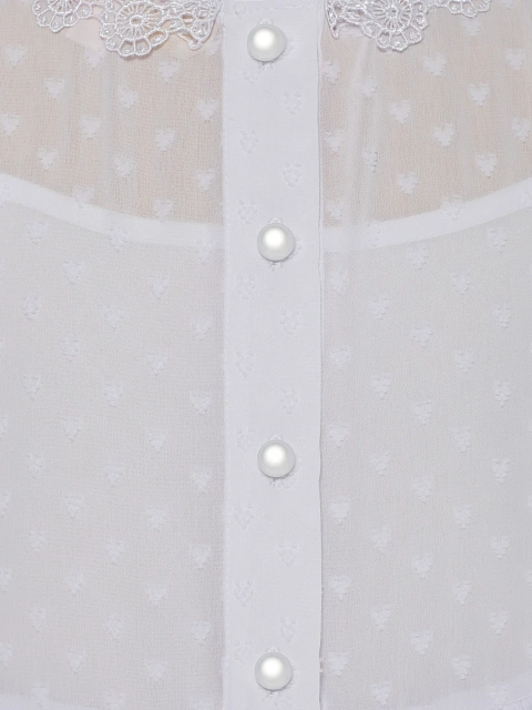 Girl's White Lace Collar Chiffon Dress, 5 Girl's White Lace Collar Chiffon Dress, 5