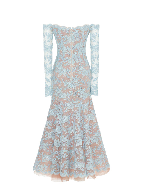 Off The Shoulder Blue Lace Midi Dress, 2 Off The Shoulder Blue Lace Midi Dress, 2