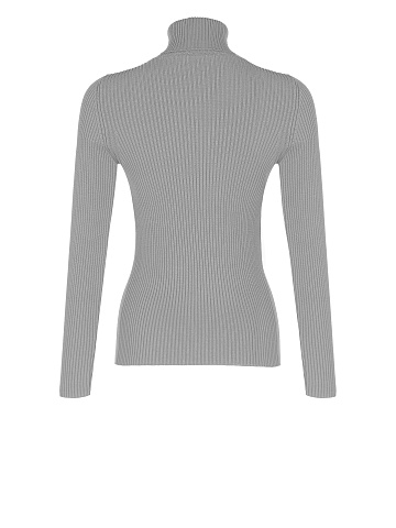 Grey Rib Knit Jersey Turtleneck, 2