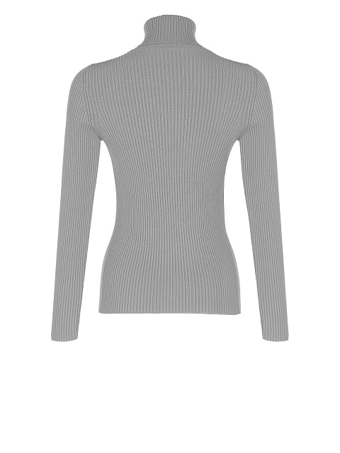 Grey Rib Knit Jersey Turtleneck, 2