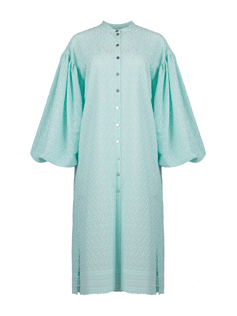 Mint Green Lace Cotton Shirt Dress, 1