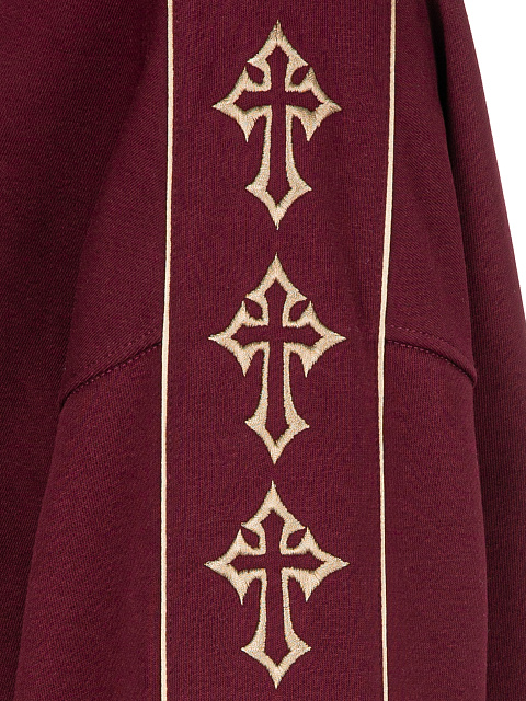 Bordeaux Cross Embroidered Jersey Suit, 4