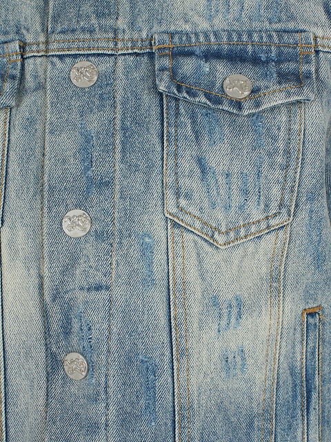 Light Blue Distressed Denim & Shearling Jacket, 3 Light Blue Distressed Denim & Shearling Jacket, 3