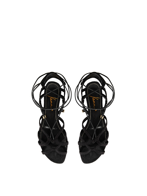 Black Suede Flat Sandals, 4