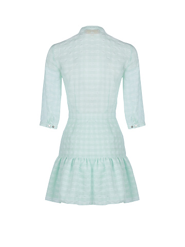 Turquoise Checked Mini Dress , 2