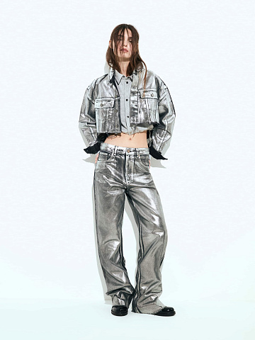 Silver Plated Straight Leg Jeans, 2