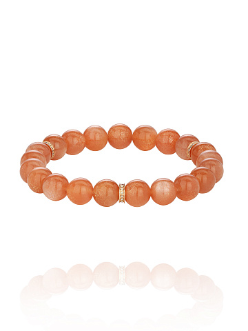 Bead Sun Stone, Brown Round Diamond & Rose Gold Bracelet, 1