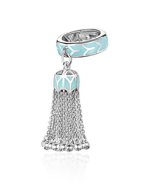 White gold tassel ring with Paraiba color enamel, 1