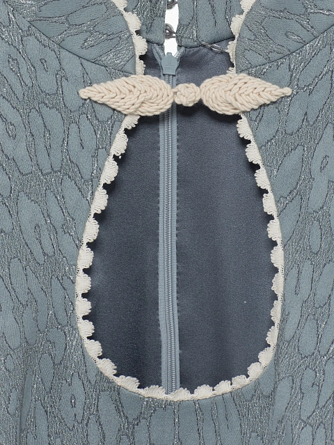 Grey Leopard Pattern Jacquard Mini Dress, 3 Grey Leopard Pattern Jacquard Mini Dress, 3