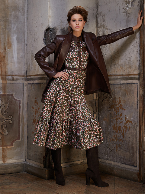 Dark Brown Suede Heeled Tall Boots, 5