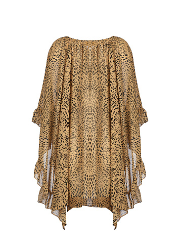 Leopard Printed Rayon Ruffled Mini Dress, 2