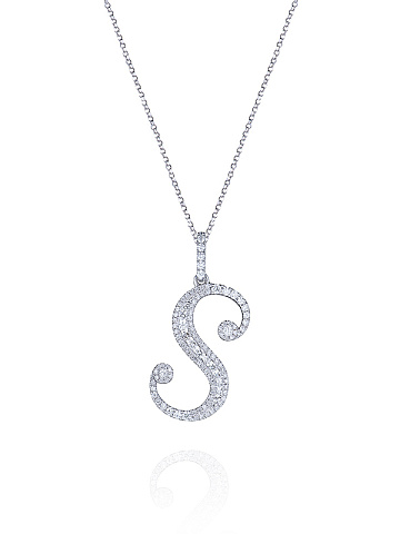 White Gold & Diamonds Letter "S" Necklace, 1