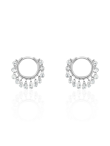 White gold hoop earrings with diamonds, 1