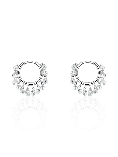 White gold hoop earrings with diamonds, 1
