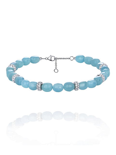 Aquamarine, Silver & Cubic Zirkonia Necklace, 1