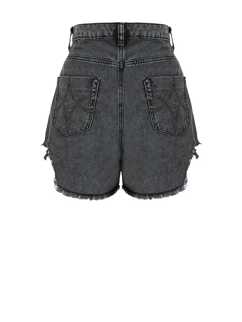 Dark Grey Distressed Mini Shorts, 3