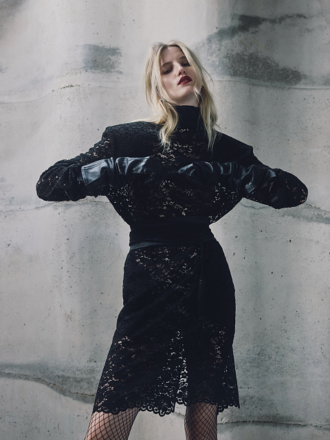 Black lace midi dress, 6