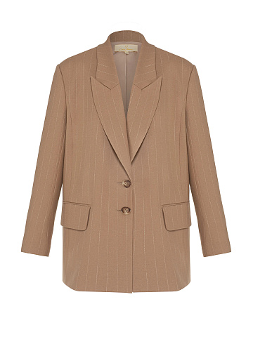 Beige Oversized Striped Jacket, 1