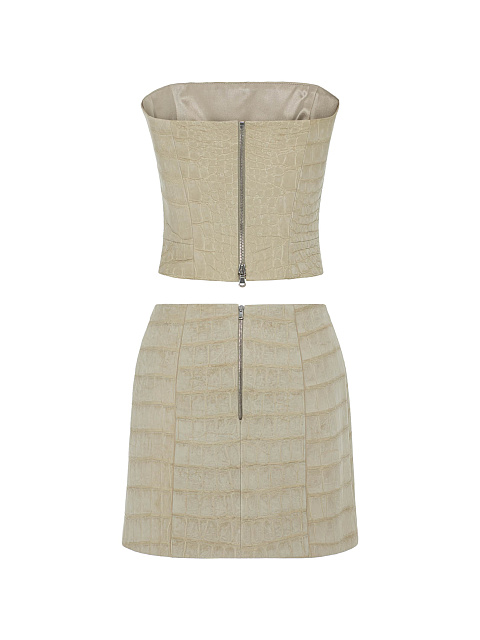 Beige Crocodile Leather Set, 5