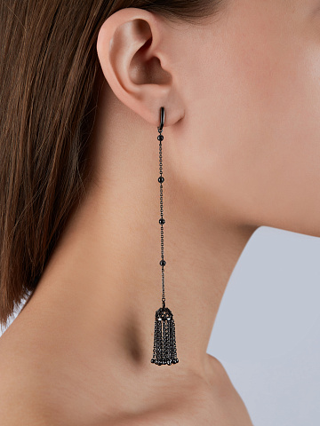 Black Gold & Black Diamond Tassel Earrings, 2