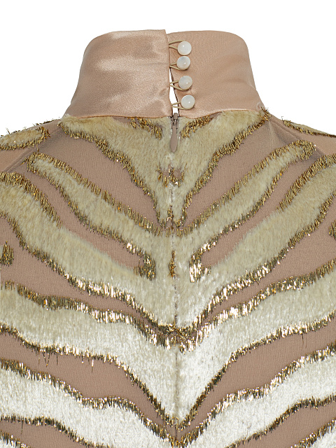 Beige devoré velvet midi dress, 5