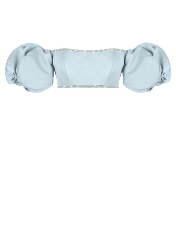 Light Blue Rhinestones Trimmed Satin Top, 1