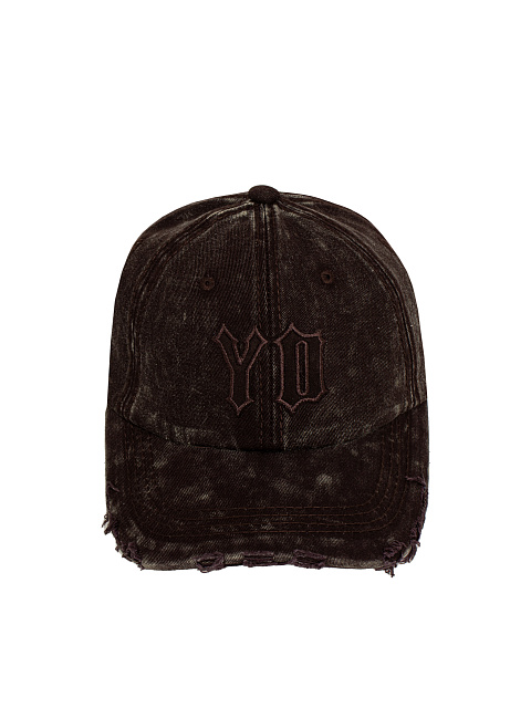 Brown Suede Trim YD Washed Denim Cap, 2 Brown Suede Trim YD Washed Denim Cap, 2