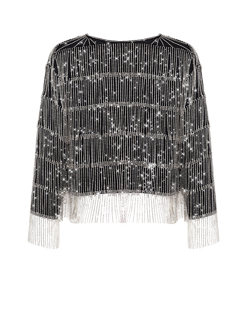 Black Rhinestones Chiffon Jacket, 2
