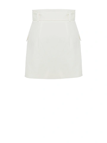 White Mini Skirt With Pockets, 2