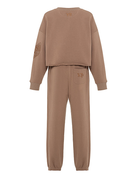 Beige knit tracksuit with Peace embroidery, 2 Beige knit tracksuit with Peace embroidery, 2