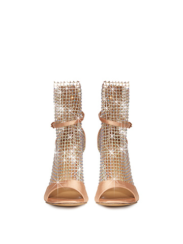 Golden Mesh Rhinestone Sandals, 2