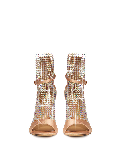 Golden Mesh Rhinestone Sandals, 2 Golden Mesh Rhinestone Sandals, 2