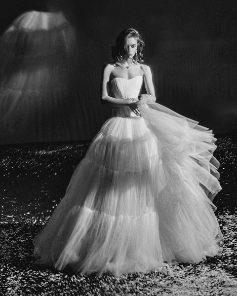 White Strapless Corset Tulle Dress, 7