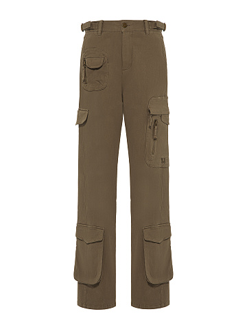 Khaki Cotton Cargo Pants, 1