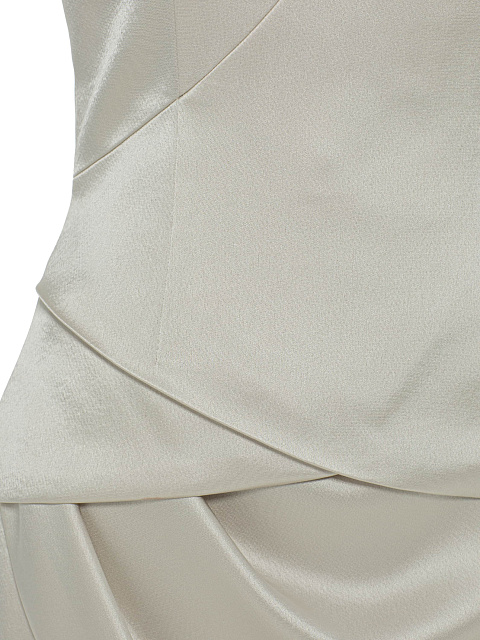 Silvery Beige Top and Draped Mini Skirt Set, 7