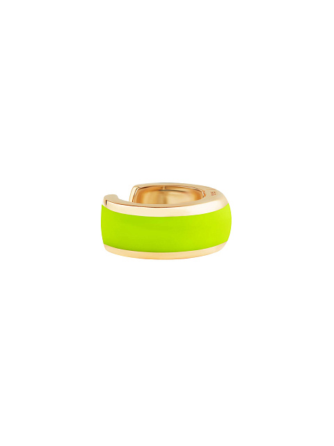 Wide yellow gold ear cuff with Lime enamel, 1