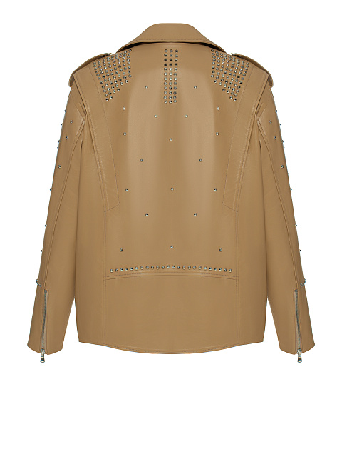 Oversized Beige Studded Biker Jacket, 2 Oversized Beige Studded Biker Jacket, 2
