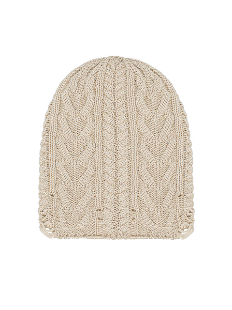 Light Beige Distressed Cotton Beanie, 1 Light Beige Distressed Cotton Beanie, 1