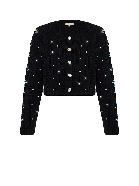 Black cashmere cardigan with rhinestones, 1