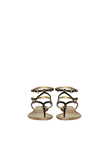 Black & Gold Leather Sandals, 2