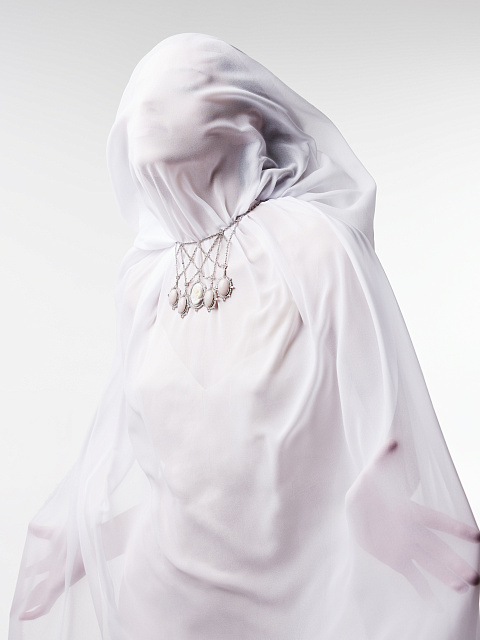 White Gold 5 Senses Cameo & Morganite & Opal & Diamond Necklace, 4