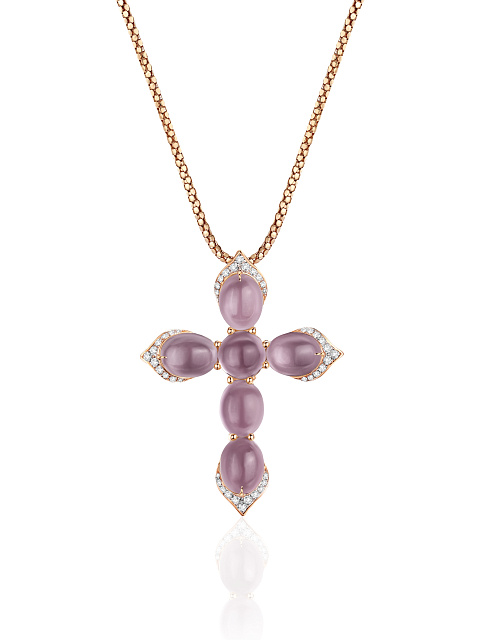 Cross pendant necklace with amethyst, 1