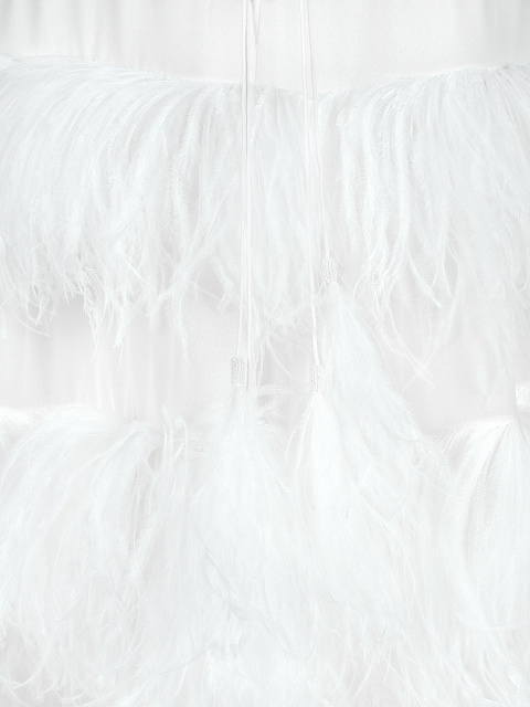 White Feathers Trimmed Bridal Dress , 5 White Feathers Trimmed Bridal Dress , 5
