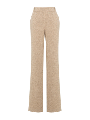 Beige Wool Flared Trousers, 1