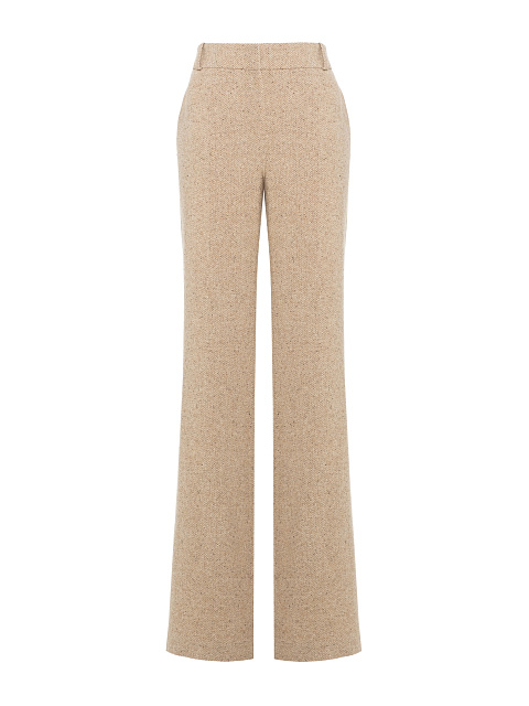 Beige Wool Flared Trousers, 1