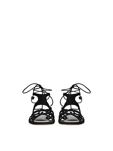 Black Suede Flat Sandals, 2